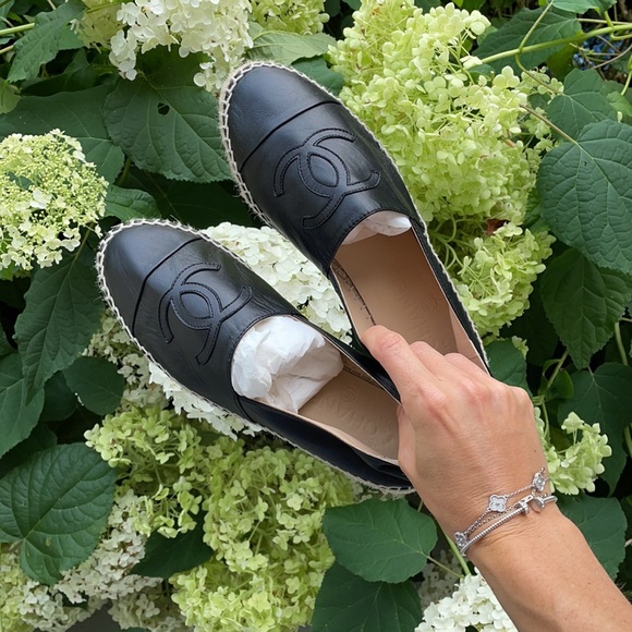 CHANEL Shoes - Never Worn Chanel black logo espadrilles